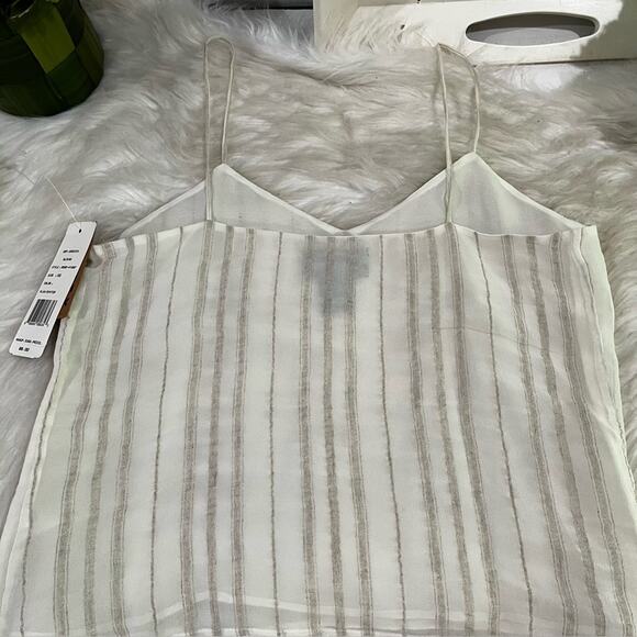 NEW Finity Naturals Linen Rayon Striped Spaghetti Strap Semi Sheer Blouse XS - Picture 9 of 16